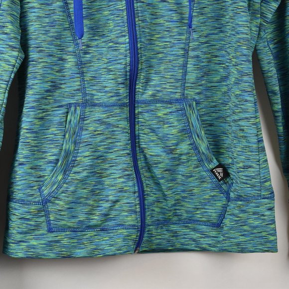 RBX Blue and Green Fleece Lined Workout Zip Up Athlete Hoodie Jacket Size Medium - Picture 3 of 10